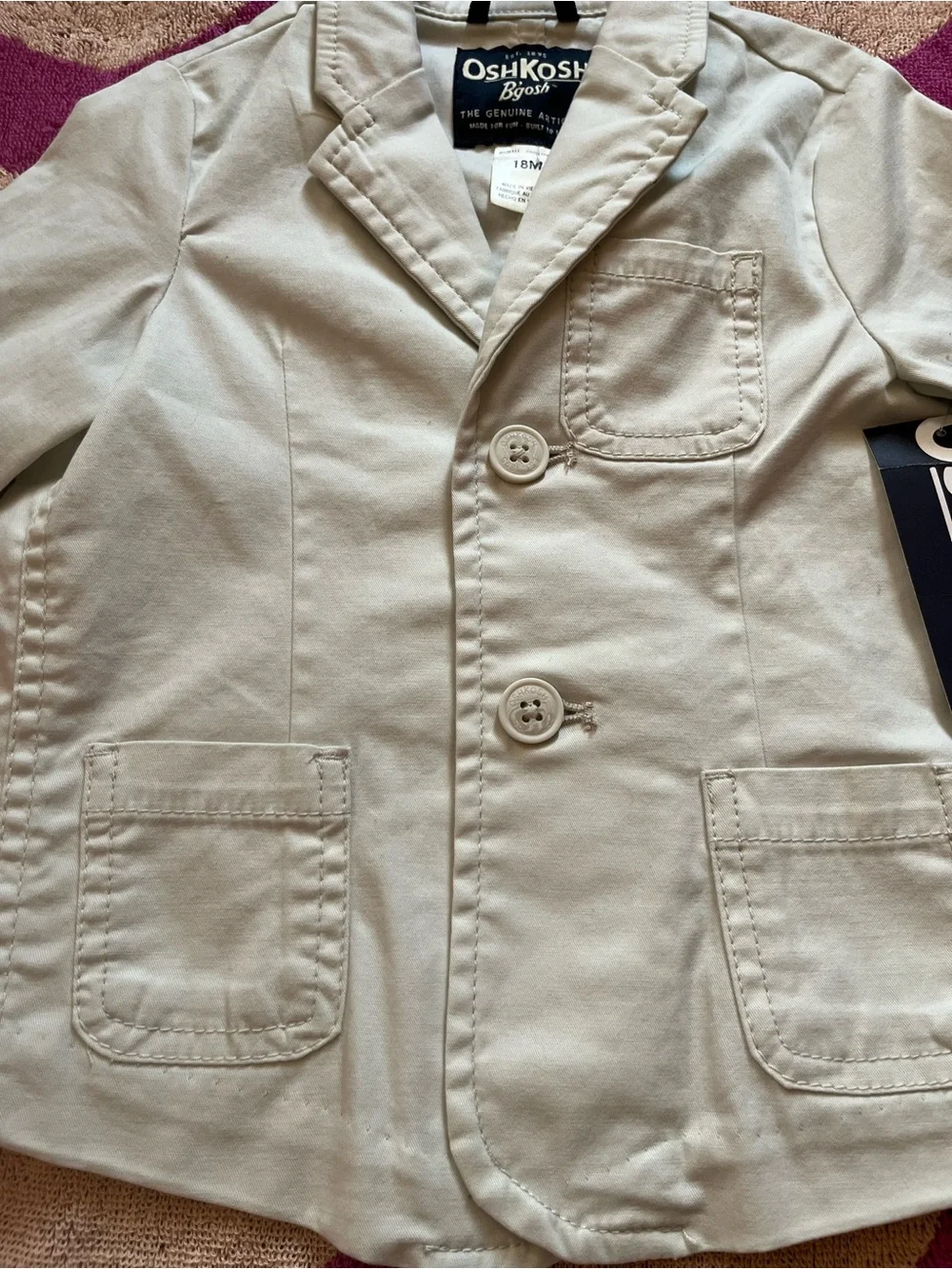 NWT OshKosh B'gosh Light Khaki Cotton Blazer size 18M